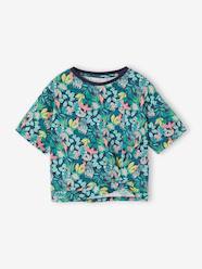 Girls-Tropical short-sleeved T-shirt with knot