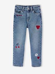 Girls-Jeans-Girls' embroidered floral Mom jeans 