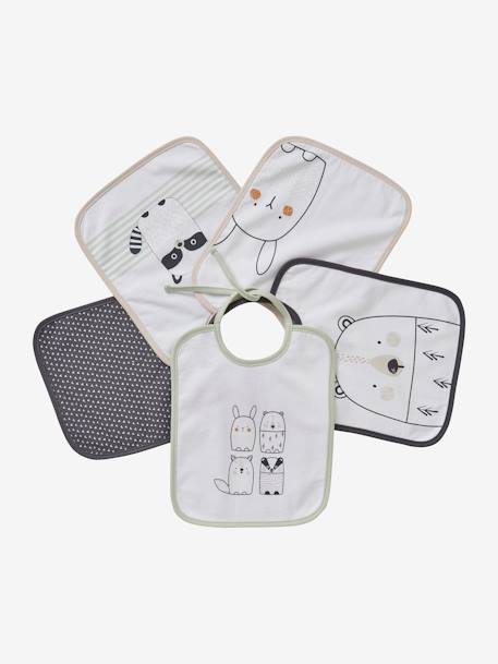 Pack Of 5 Bibs For Babies Animals By Vertbaudet White Nursery Vertbaudet