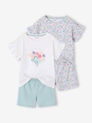 Girls-Pack of 2 girls' short-sleeved cotton pyjama shorts
