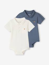 Pack of 2 Bodysuits with Polo Shirt Collar & Pocket, for Newborns