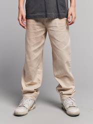 Boy's cotton and linen twill trousers with adjustable waist