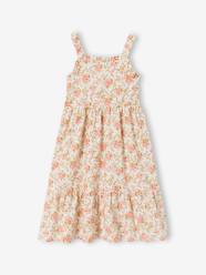 Girls-Mid-length dress with a floral print