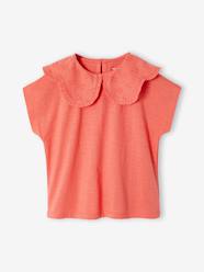 Girls-Girls' fancy embroidered collar T-shirt 