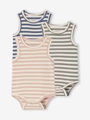 Pack of 3 sleeveless organic cotton bodysuits.