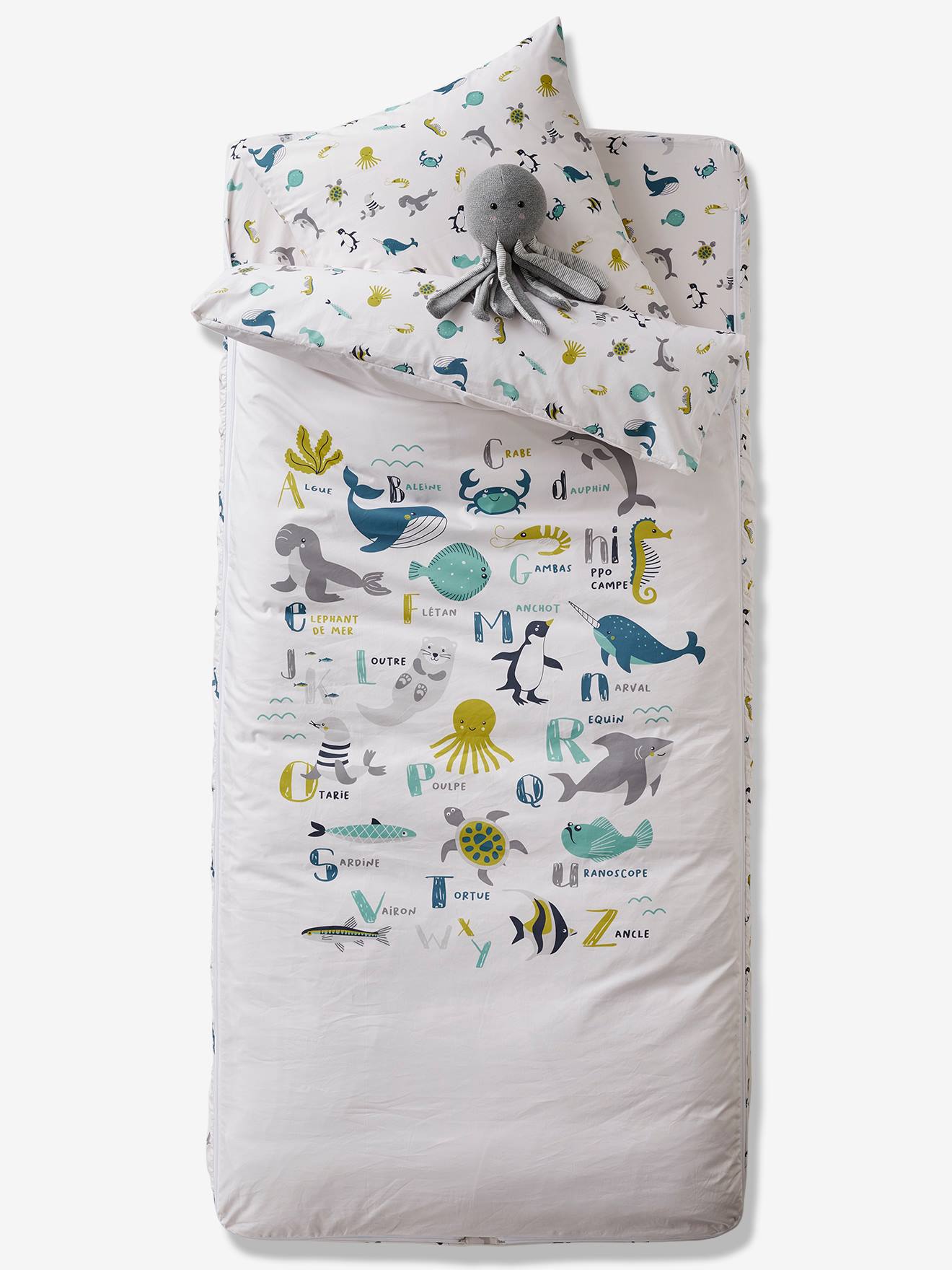 Easy to Tuck-in Ready-for-Bed Set with Duvet, ABECEDAIRE MARIN white