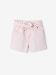 -Girl's twill shorts with tie belt