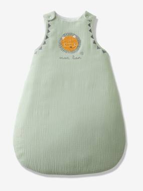 Sleeveless Baby Sleep Bag in Cotton Gauze “Mon Lion”