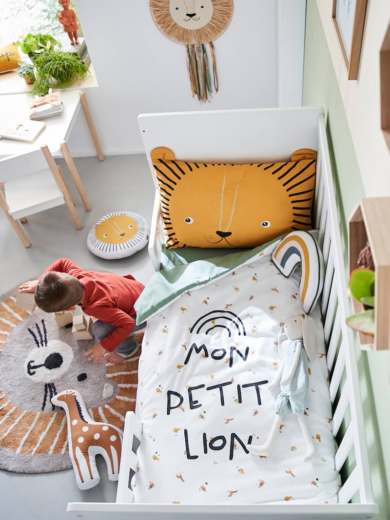 Duvet Cover for Babies, "Mon petit lion" Theme white/print, Bedding