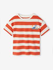 Boys-Tops-Boy's t-shirt with wide stripes and chest motif
