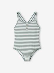 -Striped one-piece swimsuit