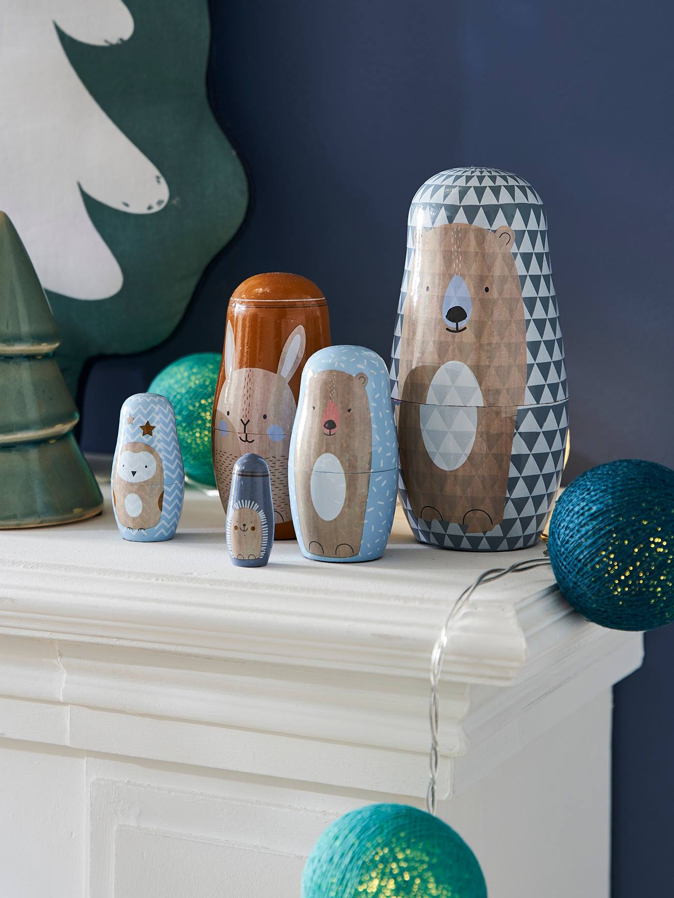 Wooden Animal Nesting Dolls - blue, Toys | Vertbaudet