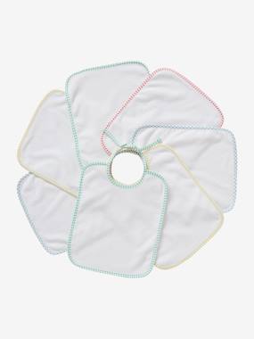 Pack of 7 Bibs with Ties in Terrycloth