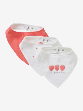 3 Bandana-Style Bibs in Cotton Gauze dark all over printed