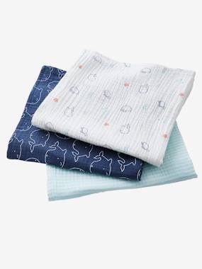 Pack of 3 Muslin Squares Eau Salee print