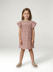 Cotton Gauze Dress with Floral Print, for Girls