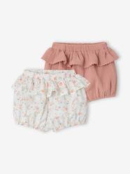 -Pack of 2 cotton baby girl bloomer shorts