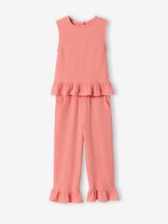 -Set of blouse and frilled trousers