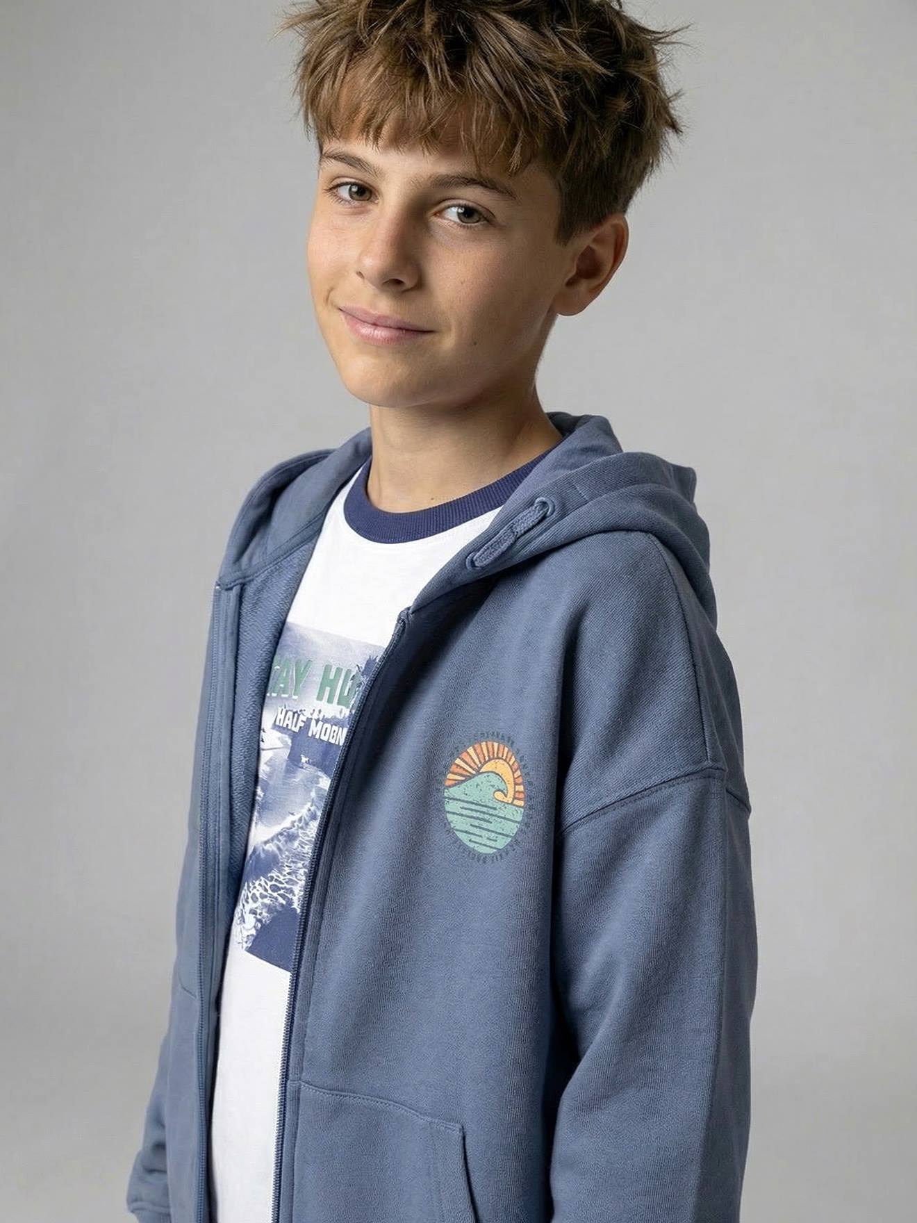 Zipped oversized sweatshirt grey blue Zipped oversized sweatshirt grey blue