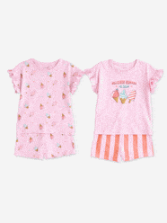Pack of 2 girls' short-sleeved pyjamas