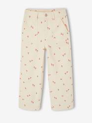 -Girl's wide-leg cherry print cotton trousers