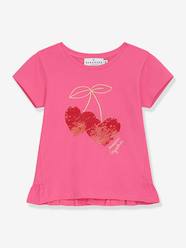 Girls-DANAMADE t-shirt with sequin motif, golden inscription for girl