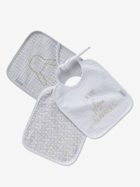 Pack of 3 Bibs with Ties in Cotton Gauze