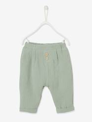 Baby-Trousers & Jeans-Harem-Style Trousers in Cotton Gauze for Baby Boys