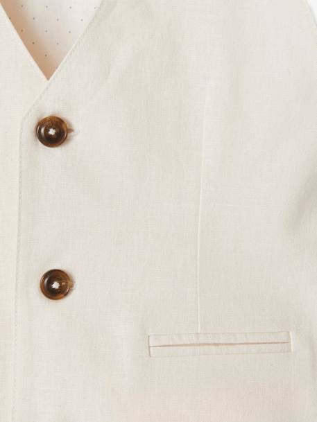 Occasion Wear Cotton/Linen Waistcoat for Boys Beige+Dark Blue+Grey 