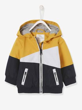 Three Tone Windcheater With Hood For Baby Boys Yellow Print