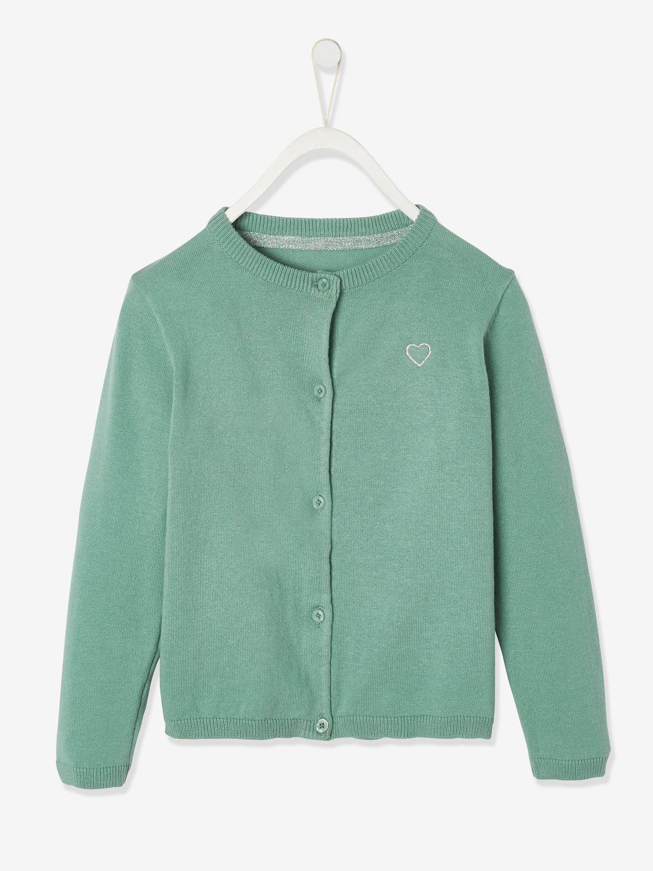 green and white cardigan