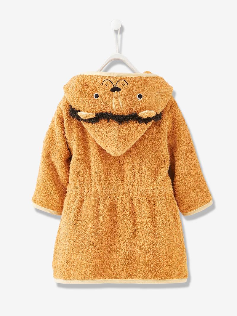 Lion Bathrobe for Baby orange, Baby Vertbaudet