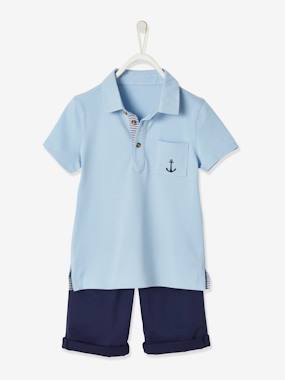 Polo Shirt Bermuda Shorts Outfit For Boys Dark Blue