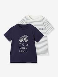 Baby-T-shirts & Roll Neck T-Shirts-Pack of 2 T-Shirts with Fun Animal Motifs for Baby Boys