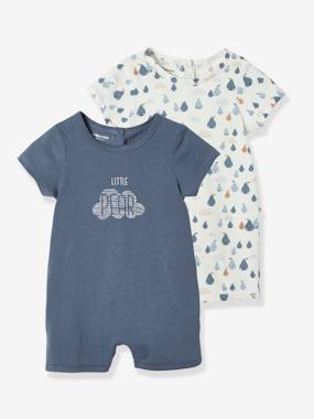 Click to view product details and reviews for Pack Of 2 Summer Sleepsuits With Pears Motif For Baby Boys Dark Blue.