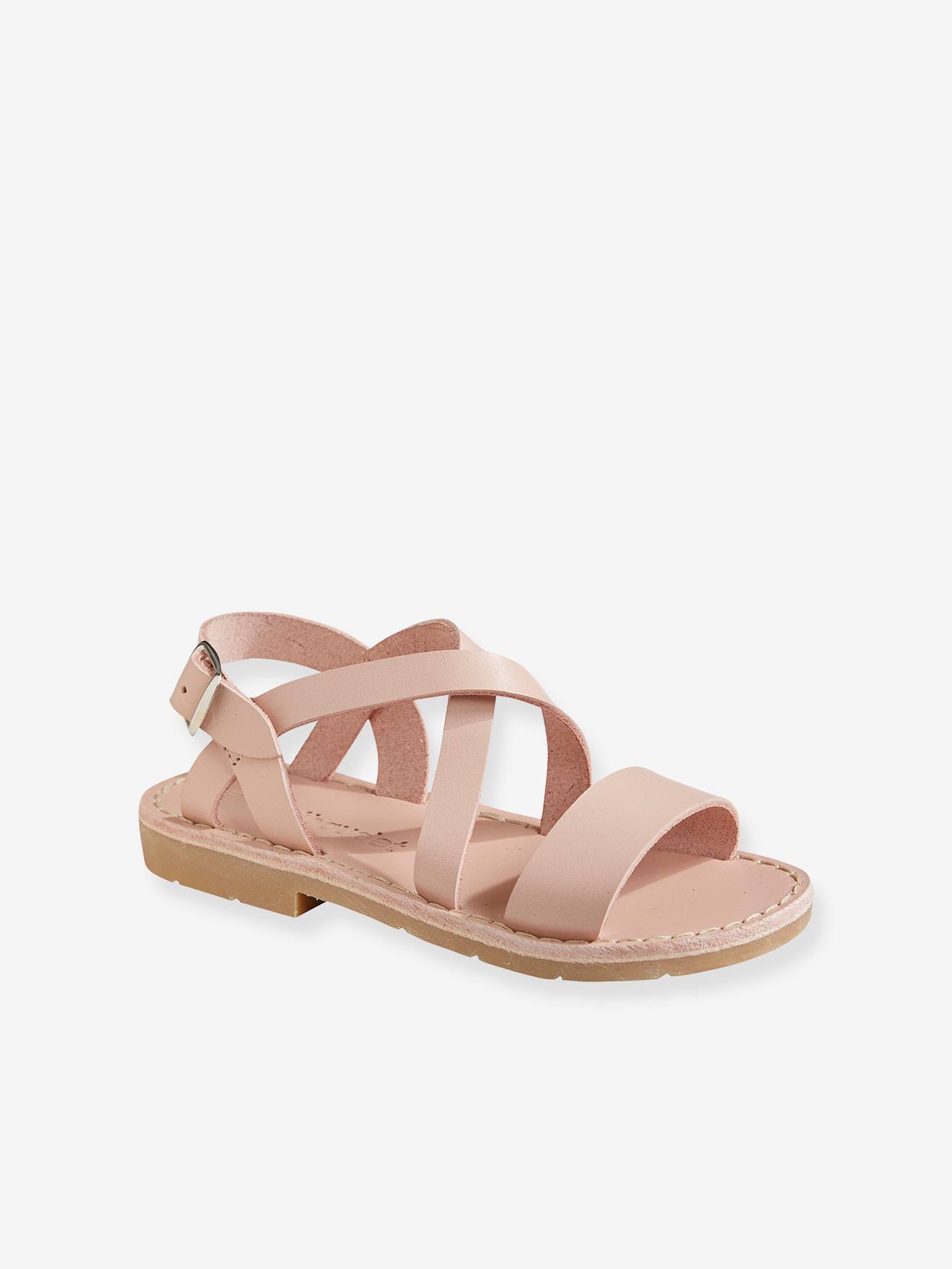 pink leather sandals