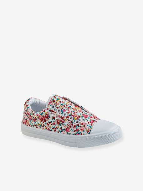 Elasticated Canvas Trainers for Girls Blue+Dark Pink/Print+Light Pink/Print 