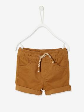 Twill Shorts With Elasticated Waistband For Baby Boys Brown