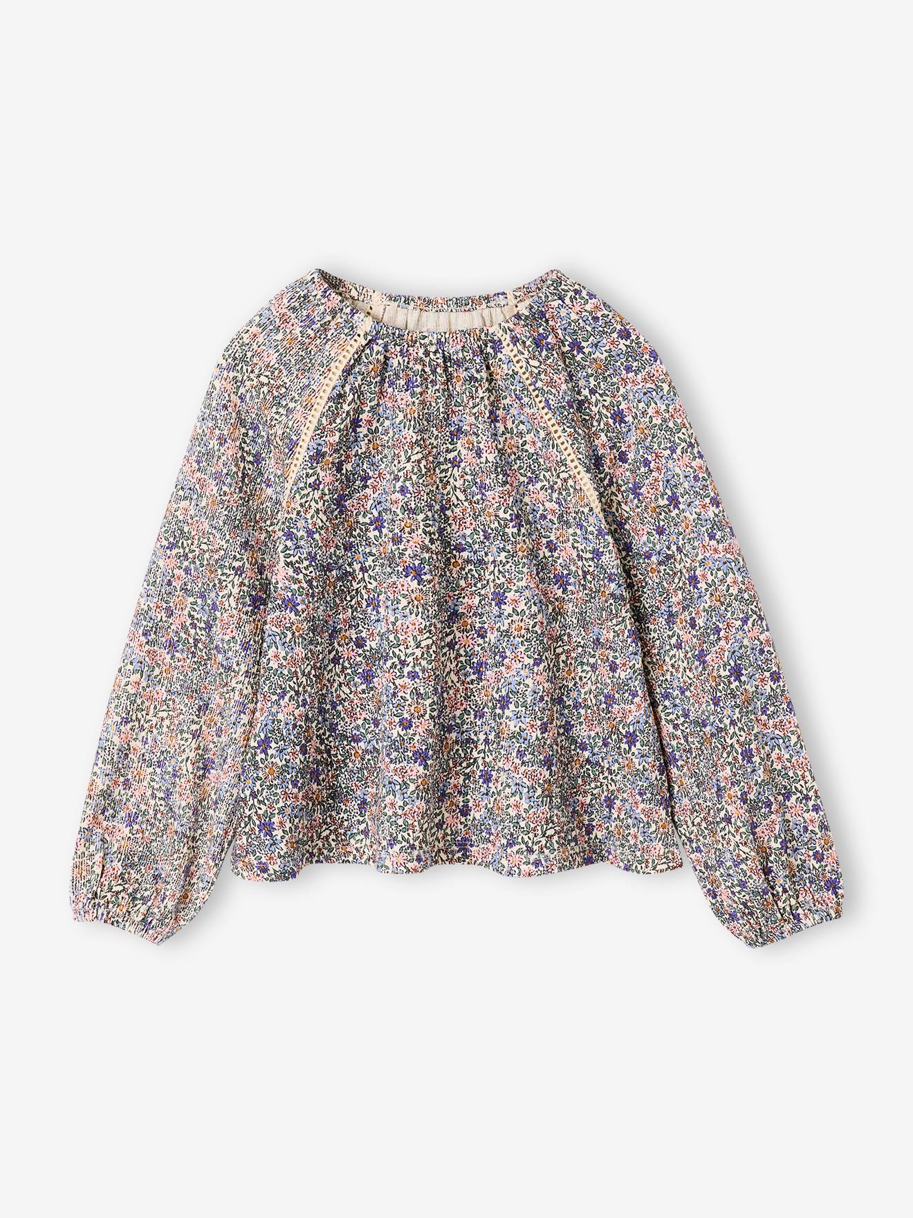 Long-sleeved blouse for girls ecru