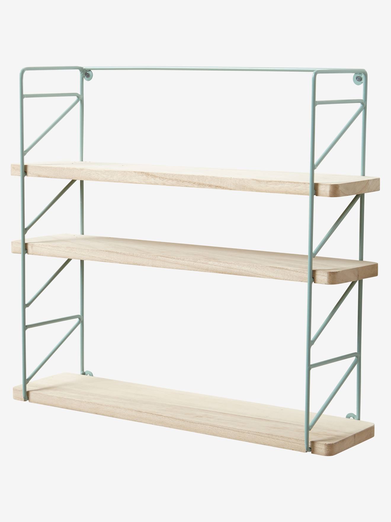 Metal Wood 3 Level Shelving System, Steel And Wood Shelves