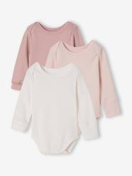 -Pack of 3 long-sleeved bodysuits for baby girls