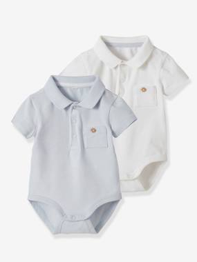 Pack of 2 Bodysuits with Polo Shirt Collar Pocket