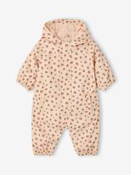 Baby-Fleece-lined baby's hooded printed rainsuit
