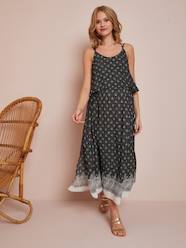 Maternity-Dresses-Long Maternity Dress with Stylish Flaps