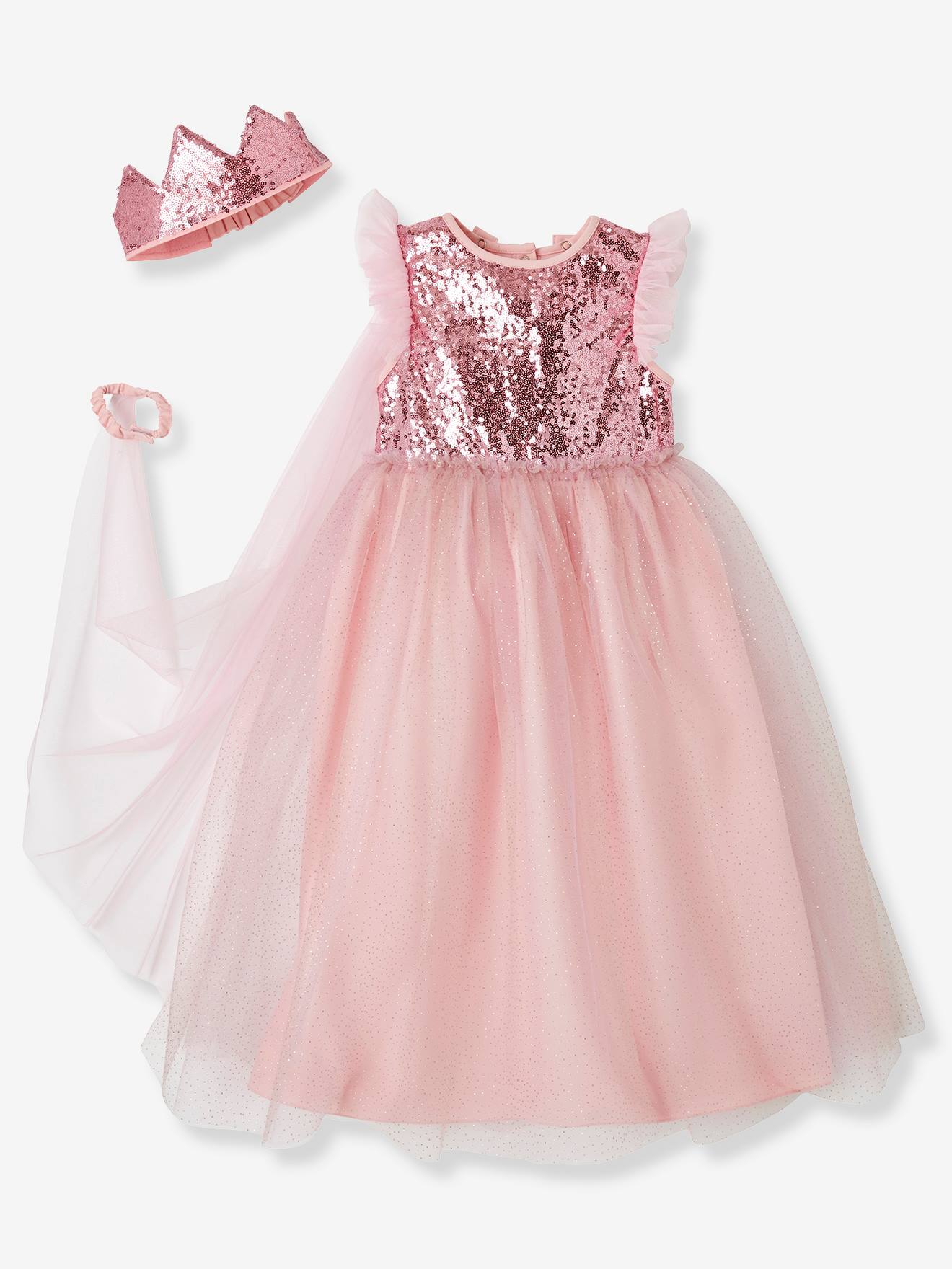 Princess Costume with Veil & Crown - pink, Toys | Vertbaudet