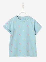 Girls-Tops-T-Shirt with Flower Embroidery, for Girls