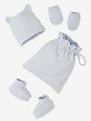 Baby-Accessories-Beanie + Booties + Mittens Set with Pouch, for Babies