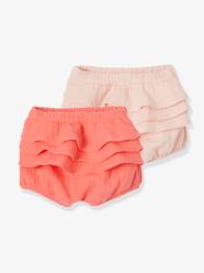 Baby-Shorts-Pack of 2 Bloomers in Cotton Gauze for Baby Girls