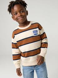 -Striped sweatshirt with crew neck for boys