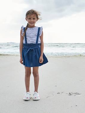 Striped T-Shirt Cotton Gauze Skirt Outfit